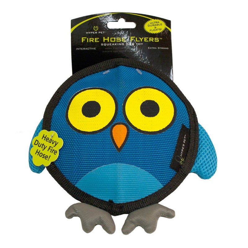 Hyper Pet Firehose Flyers Owl Durable Squeaky Dog Toy Grey 7.5 x 1.2 x 8.2 inches - Image 1